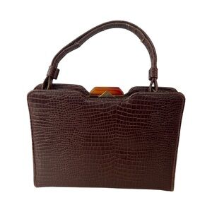Vintage‎ Gaymode Crocodile Or Alligator Purse Handbag Bakelite Clasp